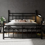iPormis Queen Metal Bed Frame with Victorian Vintage Headboard and Footboard