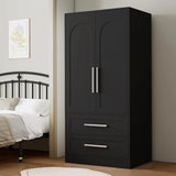 iPormis Wooden Armoire Wardrobe Closet with 2 Drawers, Clothing Storage Cabinet