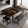 iPormis 5-Piece Dining Table Set for 4-8 People, Extendable Kitchen Table Set with 2 Benches and 2 Square Stools