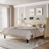 iPormis Full Bed Frame with Upholstered Wingback Button Tufted Storage Headboard