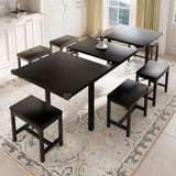 iPormis 7-Piece 63" Extendable Dining Table Set for 4-8 People, Mid-Century