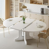 iPormis 59" Extendable Round Dining Table for 6 Modern Kitchen Table with Sturdy Wooden Base, Dining Room Table with Thickened MDF Board