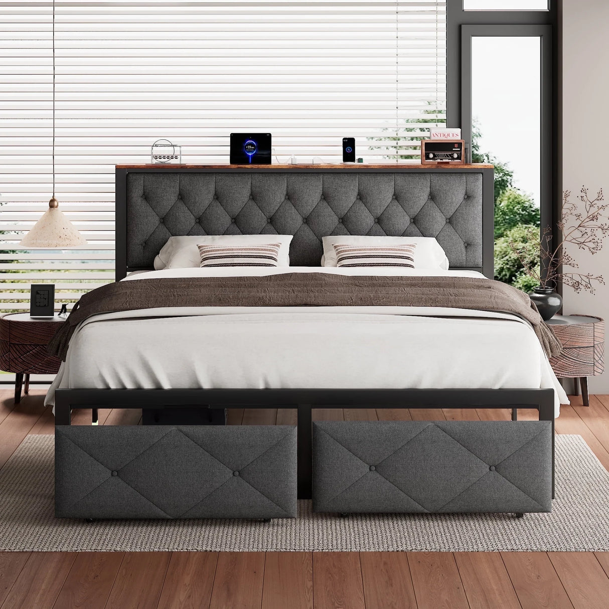 iPormis Bed Frame with Storage Drawers
