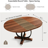 iPormis 59'' Extendable Round Dining Table for 4 to 8, Kitchen Table with Sturdy X-Base Metal Legs