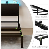 iPormis Bed Frame with Ergonomic Storage Headboard & Charging Station