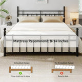 iPormis Queen Metal Bed Frame with Victorian Vintage Headboard and Footboard