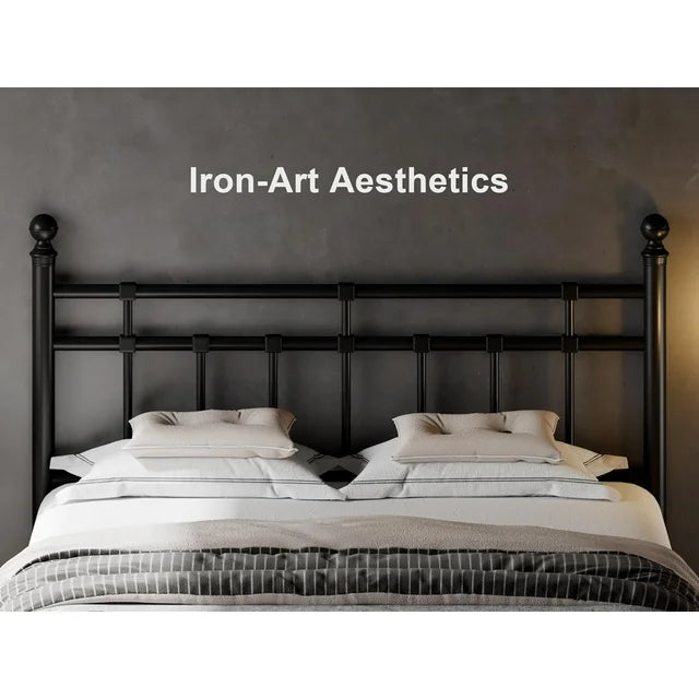 iPormis Queen Metal Bed Frame with Victorian Vintage Headboard and Footboard