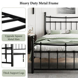 iPormis Queen Metal Bed Frame with Victorian Vintage Headboard and Footboard
