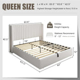 iPormis Full Size Bed Frame with Lift up Storage & Wingback Headboard