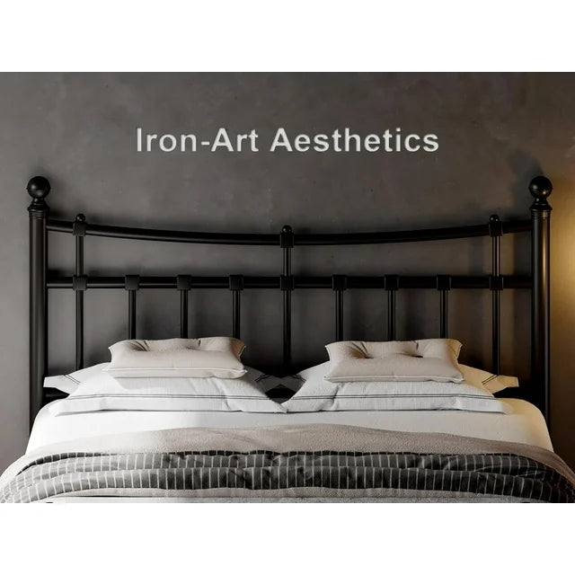 iPormis Queen Metal Bed Frame with Victorian Vintage Headboard and Footboard