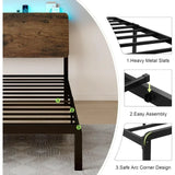 iPormis Bed Frame with Ergonomic Storage Headboard & Charging Station