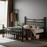 iPormis Queen Metal Bed Frame with Victorian Vintage Headboard and Footboard