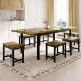 iPormis 7-Piece 63" Extendable Dining Table Set for 4-8 People, Mid-Century
