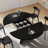 iPormis 59" Extendable Round Dining Table for 6 Modern Kitchen Table with Sturdy Wooden Base, Dining Room Table with Thickened MDF Board