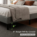 iPormis Bed Frame with Diamond Button Tufted Wingback Headboard, Upholstered Platform Bed Frame