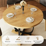 iPormis 59'' Extendable Round Dining Table for 4 to 8, Kitchen Table with Sturdy X-Base Metal Legs