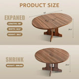 iPormis 59" Extendable Round Dining Table for 6 Modern Kitchen Table with Sturdy Wooden Base, Dining Room Table with Thickened MDF Board