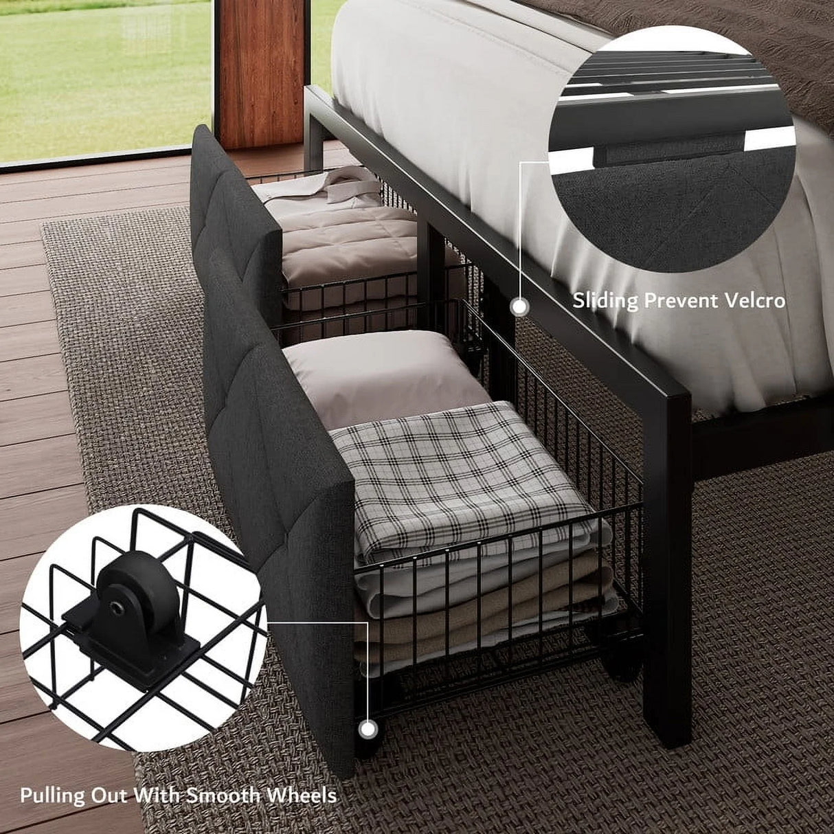 iPormis Bed Frame with Storage Drawers