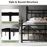 iPormis Queen Metal Bed Frame with Victorian Vintage Headboard and Footboard
