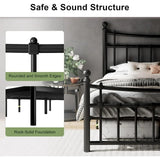 iPormis Queen Metal Bed Frame with Victorian Vintage Headboard and Footboard