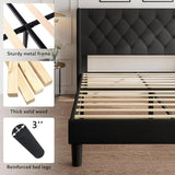 iPormis Bed Frame with Diamond Button Tufted Wingback Headboard, Upholstered Platform Bed Frame