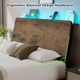 iPormis Bed Frame with Ergonomic Storage Headboard & Charging Station