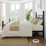 iPormis Queen Metal Bed Frame with Victorian Vintage Headboard and Footboard