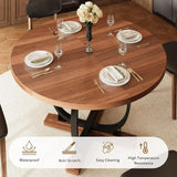 iPormis 59'' Extendable Round Dining Table for 4 to 8, Kitchen Table with Sturdy X-Base Metal Legs