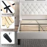 iPormis Bed Frame with Diamond Button Tufted Wingback Headboard, Upholstered Platform Bed Frame