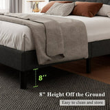 iPormis Bed Frame with Diamond Button Tufted Wingback Headboard, Upholstered Platform Bed Frame