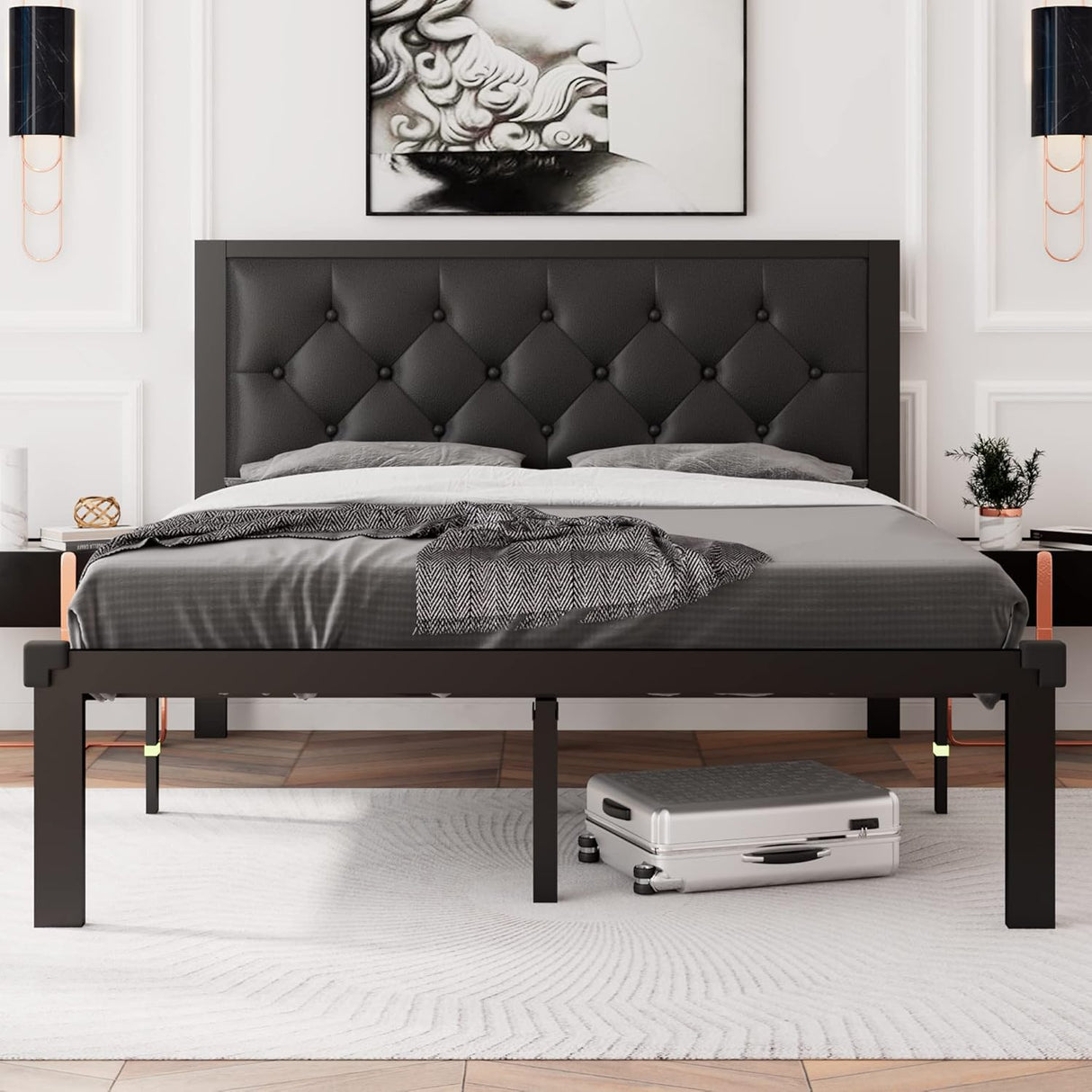 Feonase Metal Bed Frame Heavy-Duty Platform Bed Frame