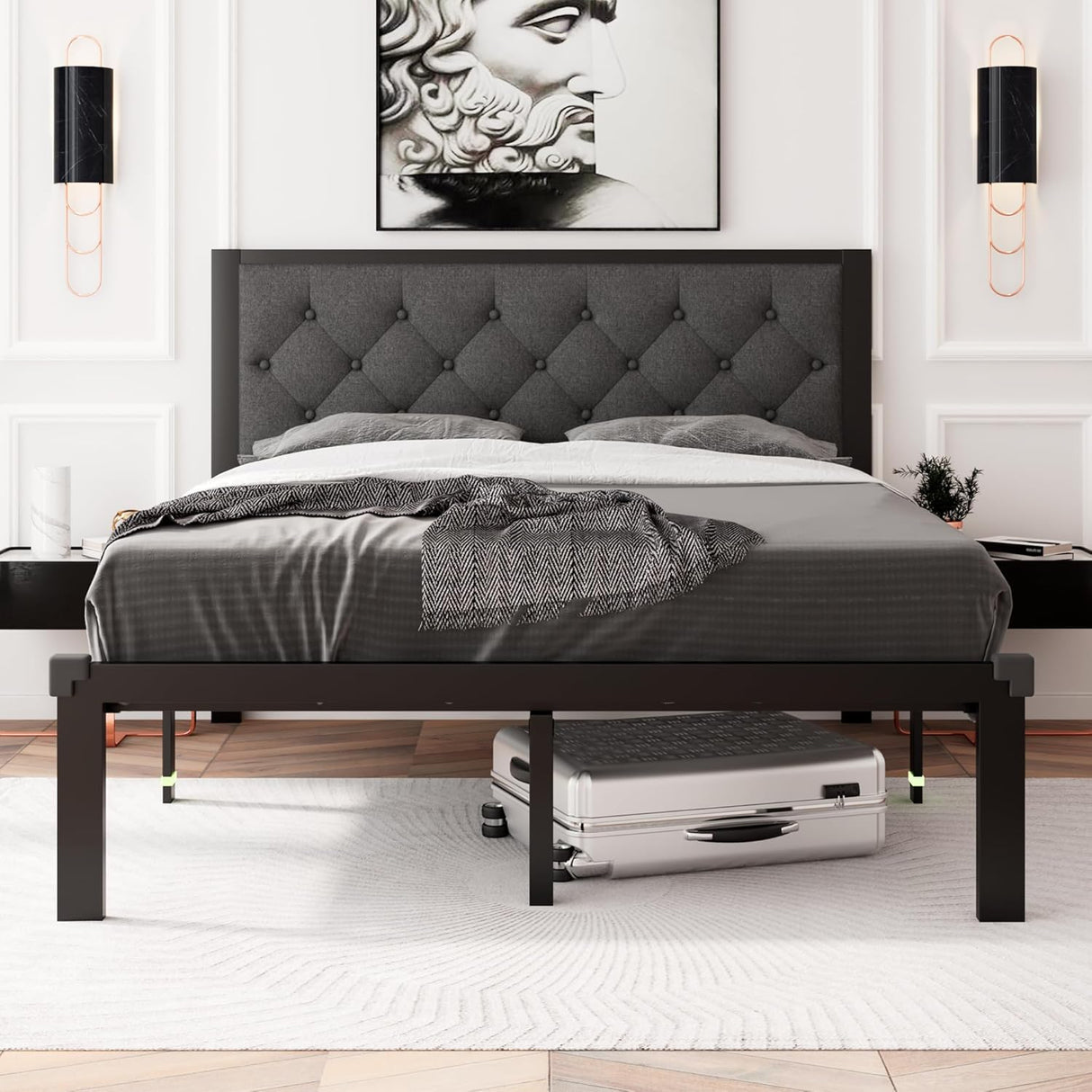 Feonase Metal Bed Frame Heavy-Duty Platform Bed Frame