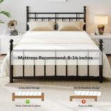 iPormis Queen Metal Bed Frame with Victorian Vintage Headboard and Footboard