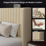 iPormis Full Size Bed Frame with Lift up Storage & Wingback Headboard