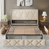 Feonase Bed Frame with 4 Storage Drawers