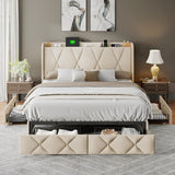 Feonase Bed Frame with 4 Storage Drawers