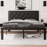 Feonase Metal Bed Frame Heavy-Duty Platform Bed Frame with Linen Upholstered Headboard