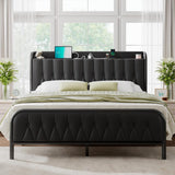 Feonase Leather Bed Frame with Fast Charging Station