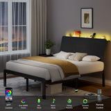 Feonase Bed Frame with Ergonomic Storage Headboard & Charging Station
