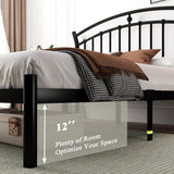 Feonase Metal Bed Frame with Retro Headboard