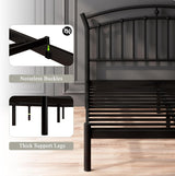 Feonase Metal Bed Frame with Retro Headboard