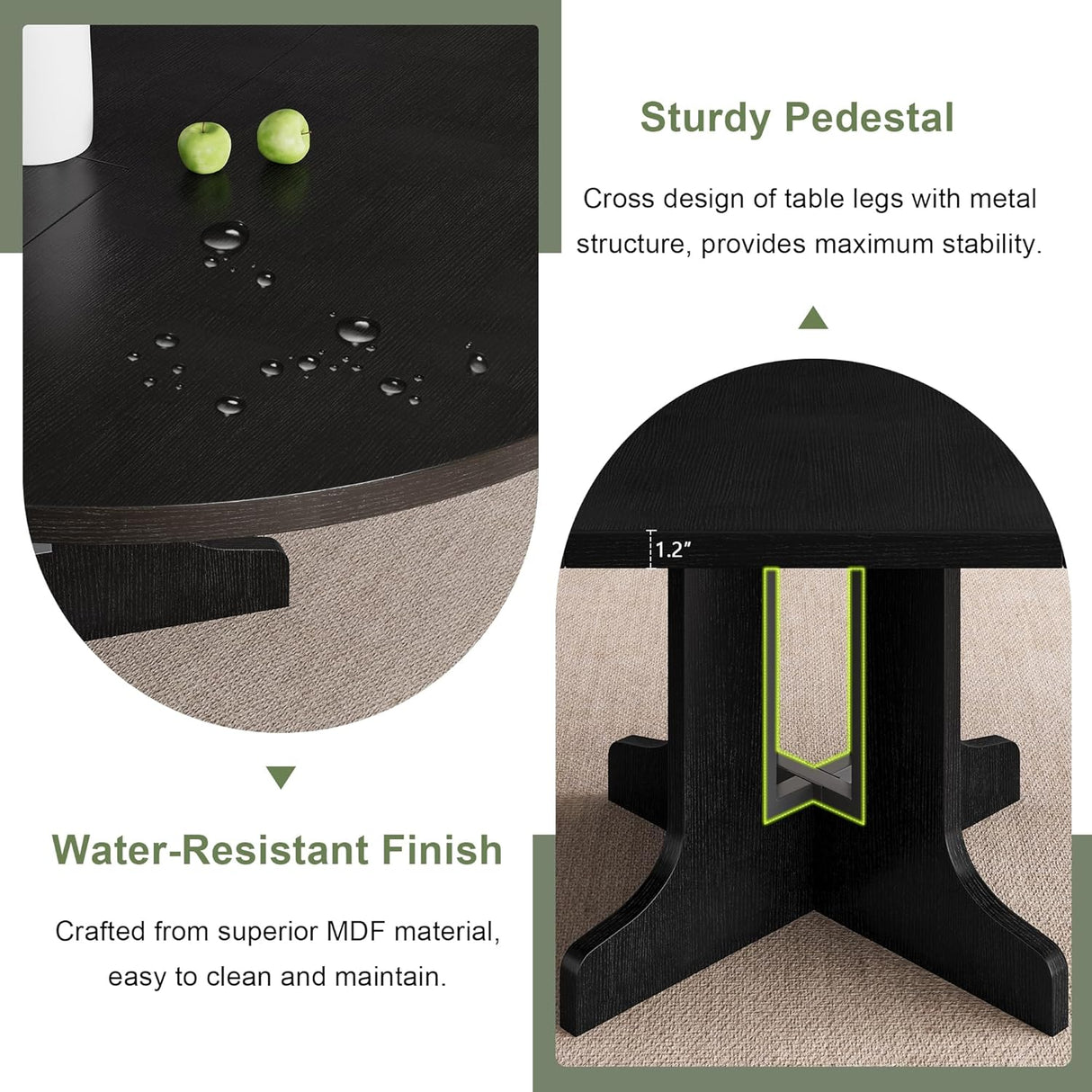 Feonase 59" Round Extendable Dining Room Table for 6