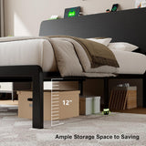 Feonase Bed Frame with Ergonomic Storage Headboard & Charging Station