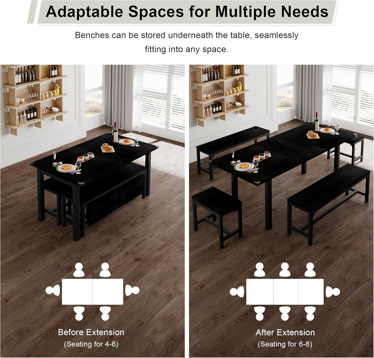 Feonase 5-Piece Dining Table Set for 4-8 People