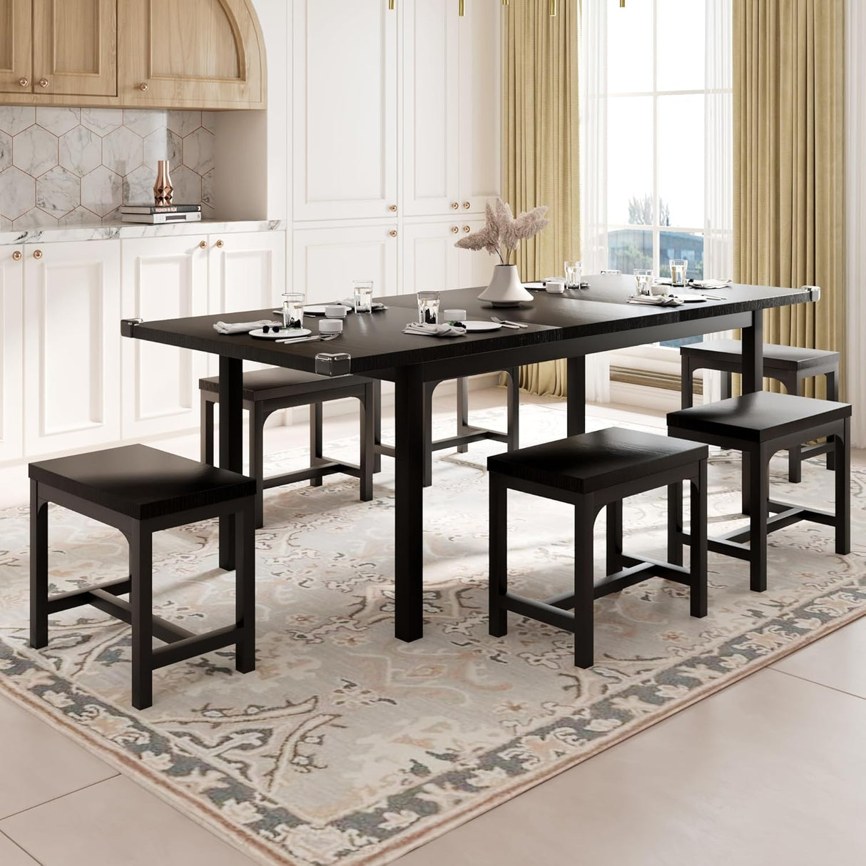 Feonase 7-Piece Dining Table Set for 4-8