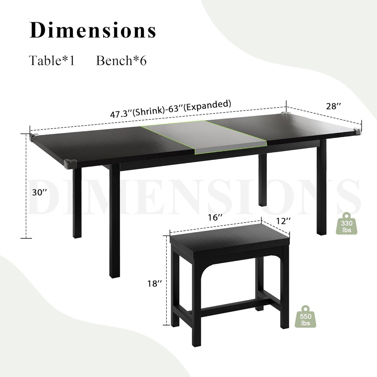 Feonase 7-Piece Dining Table Set for 4-8