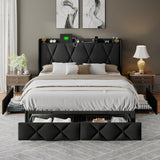 Feonase Bed Frame with 4 Storage Drawers