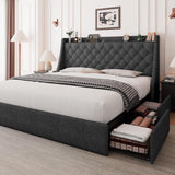 Feonase Bed Frame with 4 Storage Drawers
