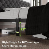 Feonase Upholstered Platform Bed Frame with Heavy-Duty Metal Steel Slats