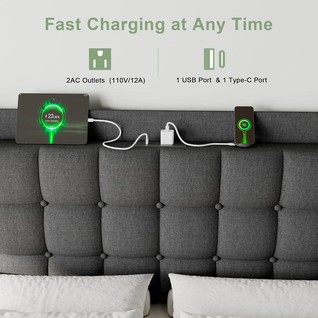 Feonase Bed Frame with Charging Station